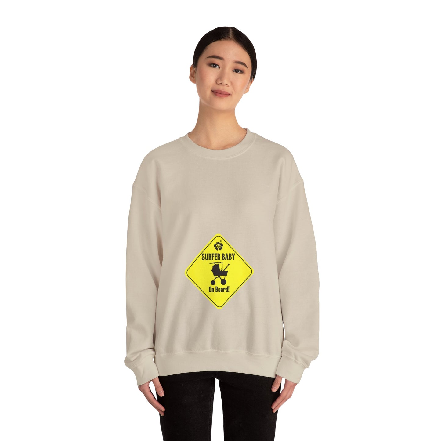 Surfer Baby on Board Crewneck Sweatshirt Maternity Clothes
