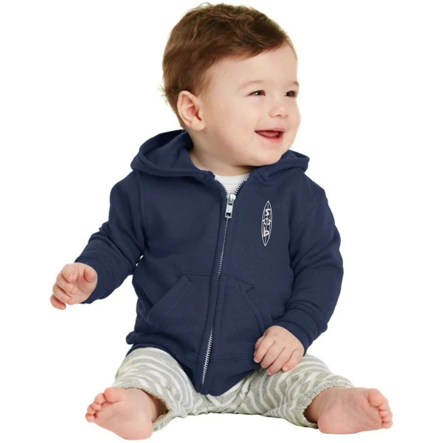 Surfer dude baby full zip hoodie fleece sweatshirt