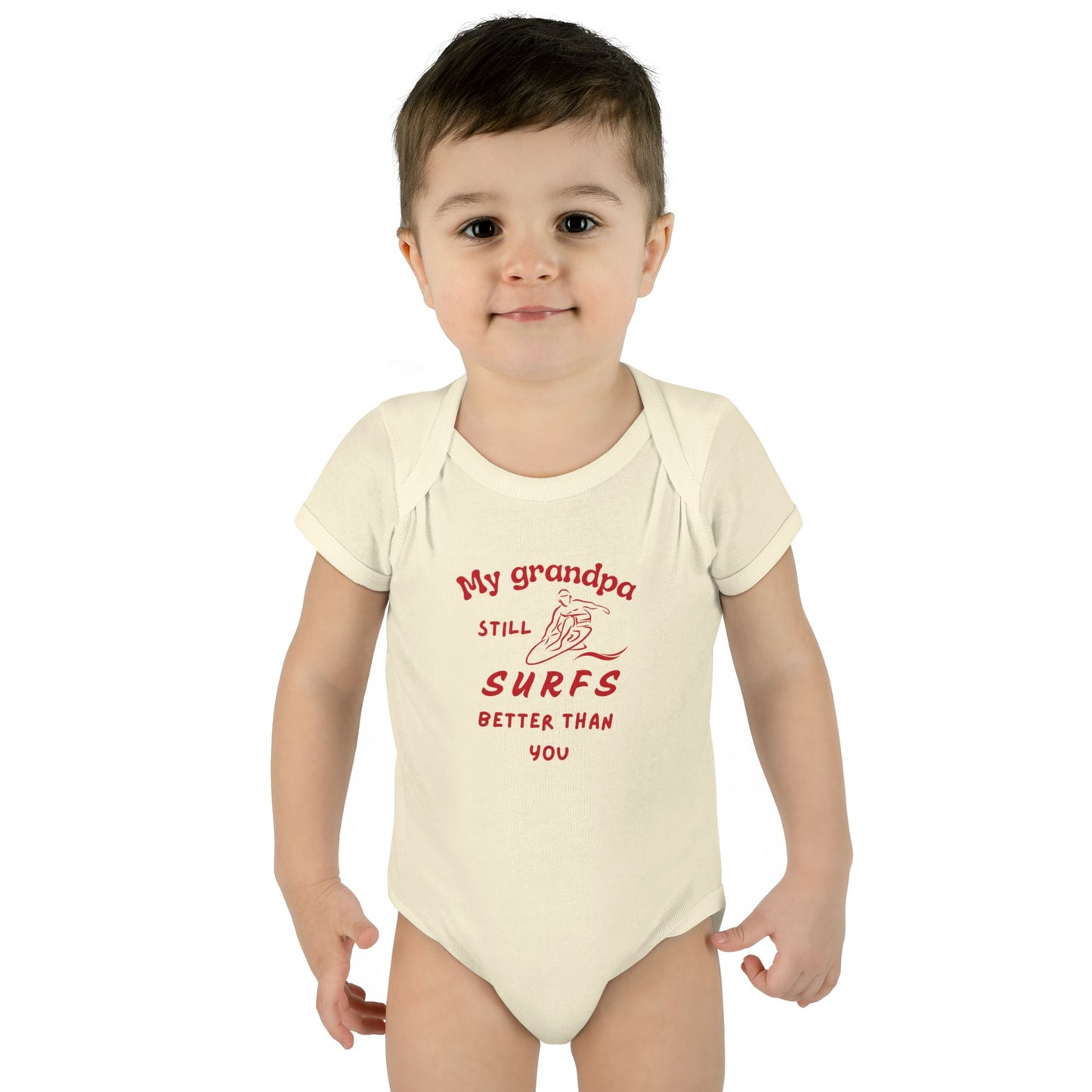My Grandpa Still Surfs Better Than You baby surf onesie bodysuit