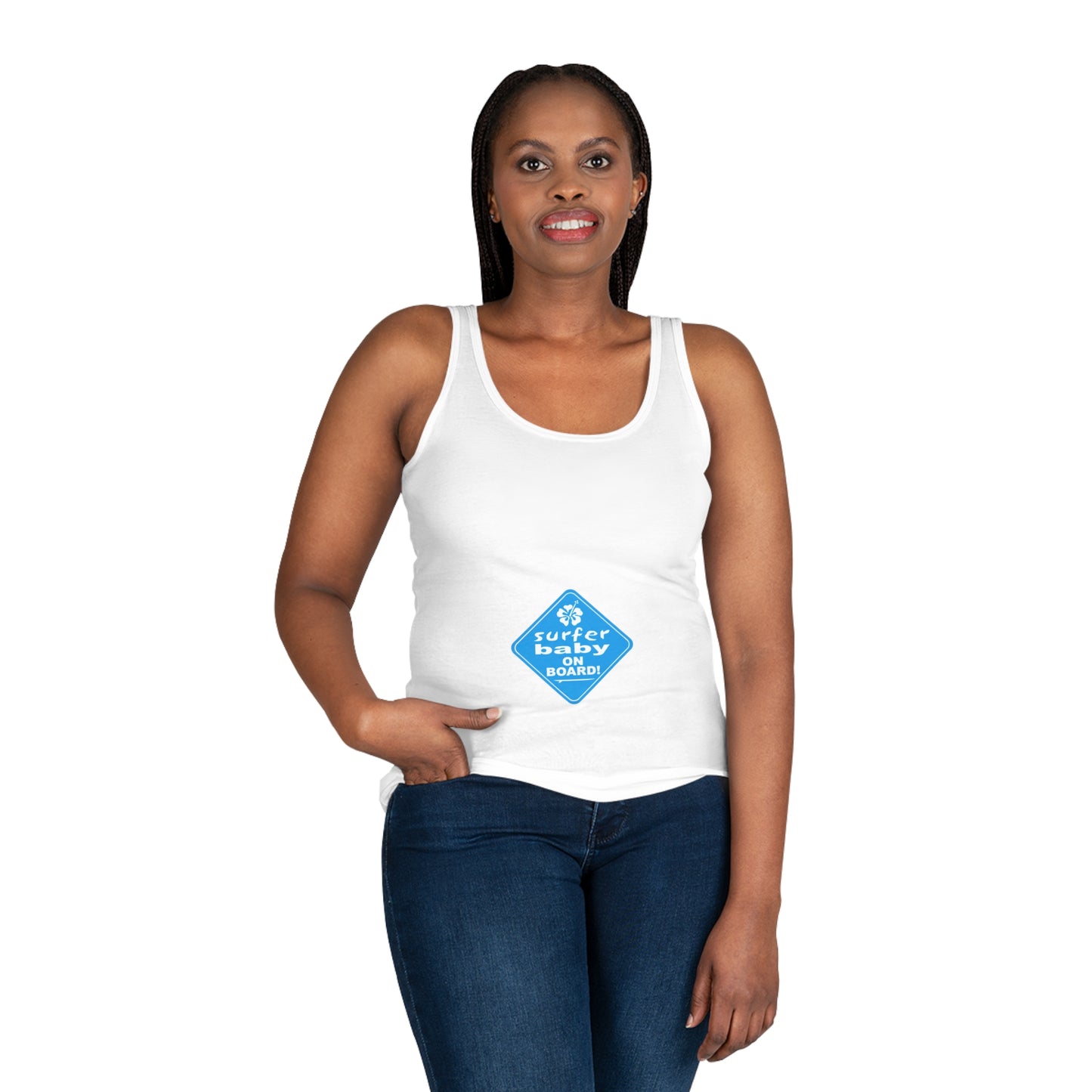 Surfer Baby on Board maternity tank boy blue