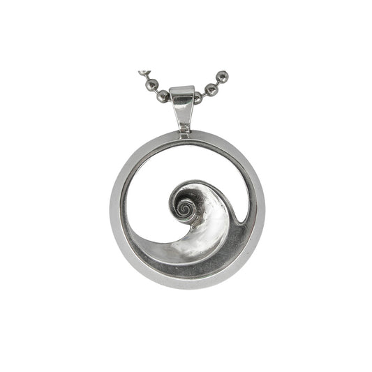 Barrel Sterling Silver Surf Pendant by Strickly Boarding