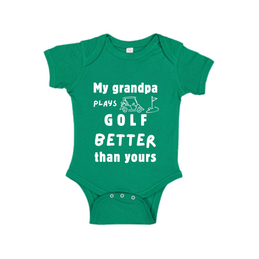 My Grandpa plays Golf better than yours baby onesie bodysuit