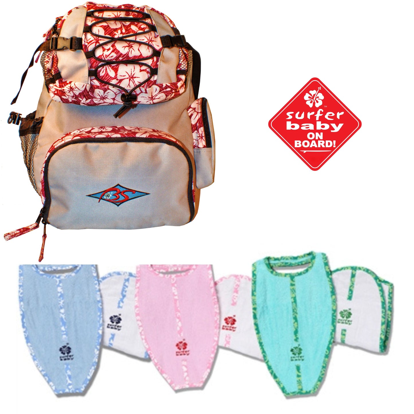 New Parent Mom or Dad Surfer Baby Starter Diaper bag gift set