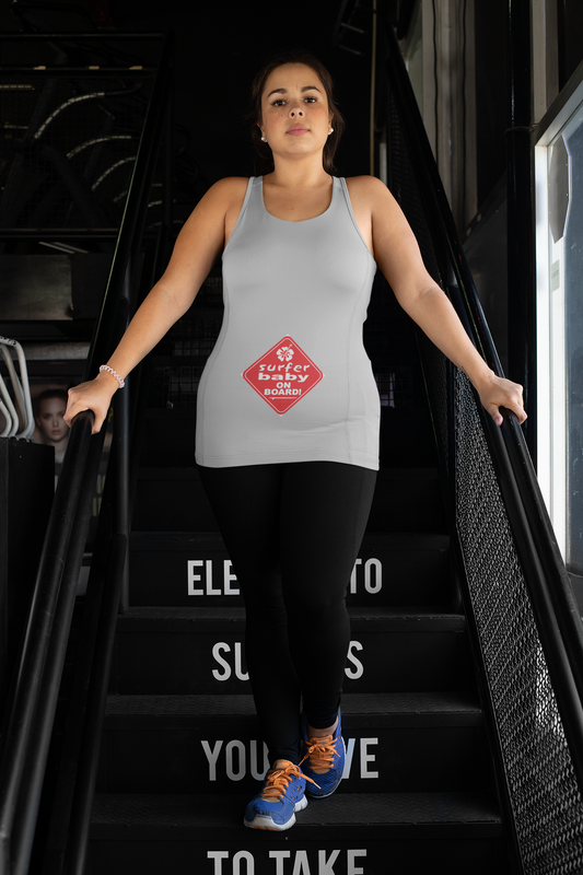 Surfer Baby on Board maternity tank boy Pink