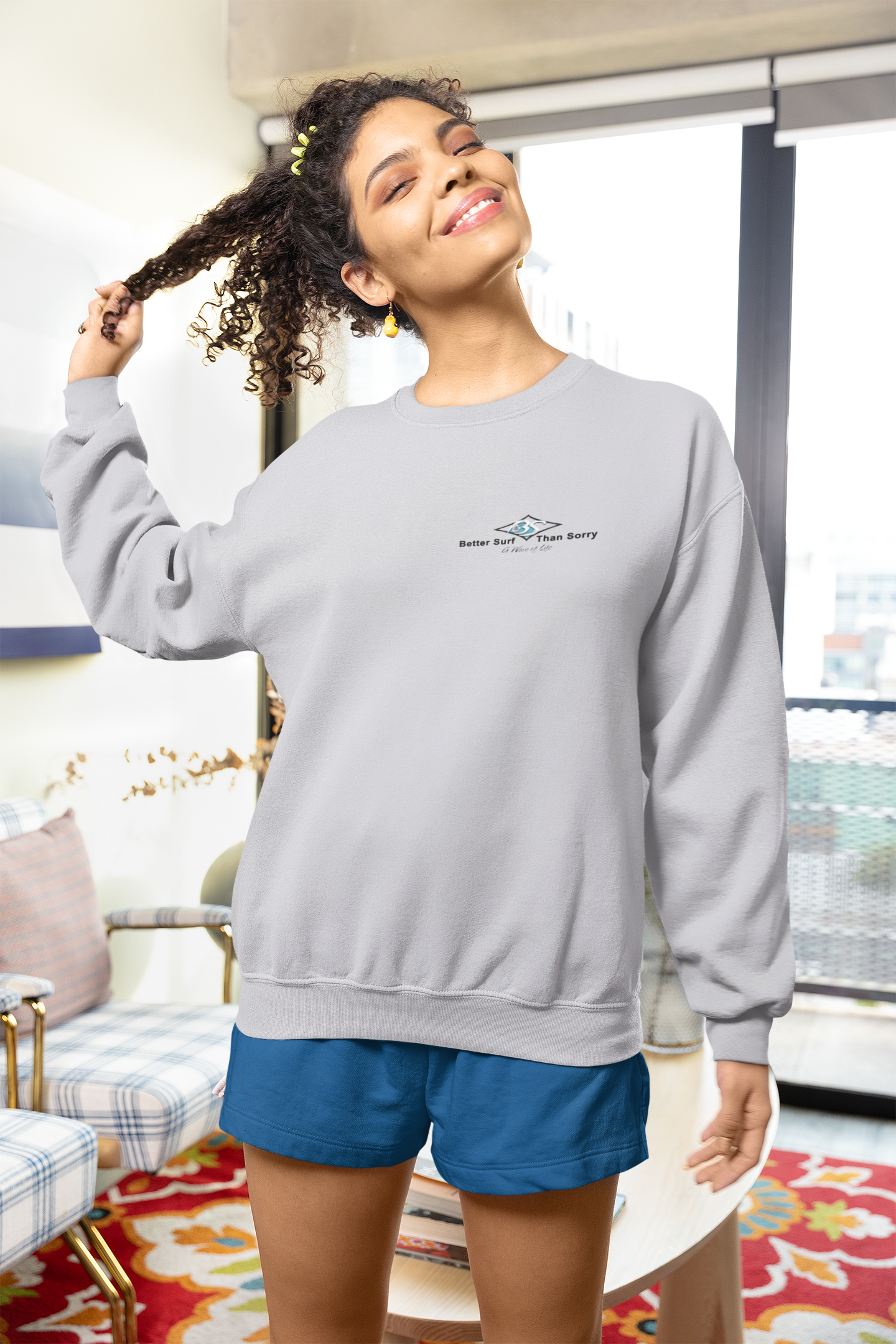 Better Surf than Sorry crew neck sweatshirts