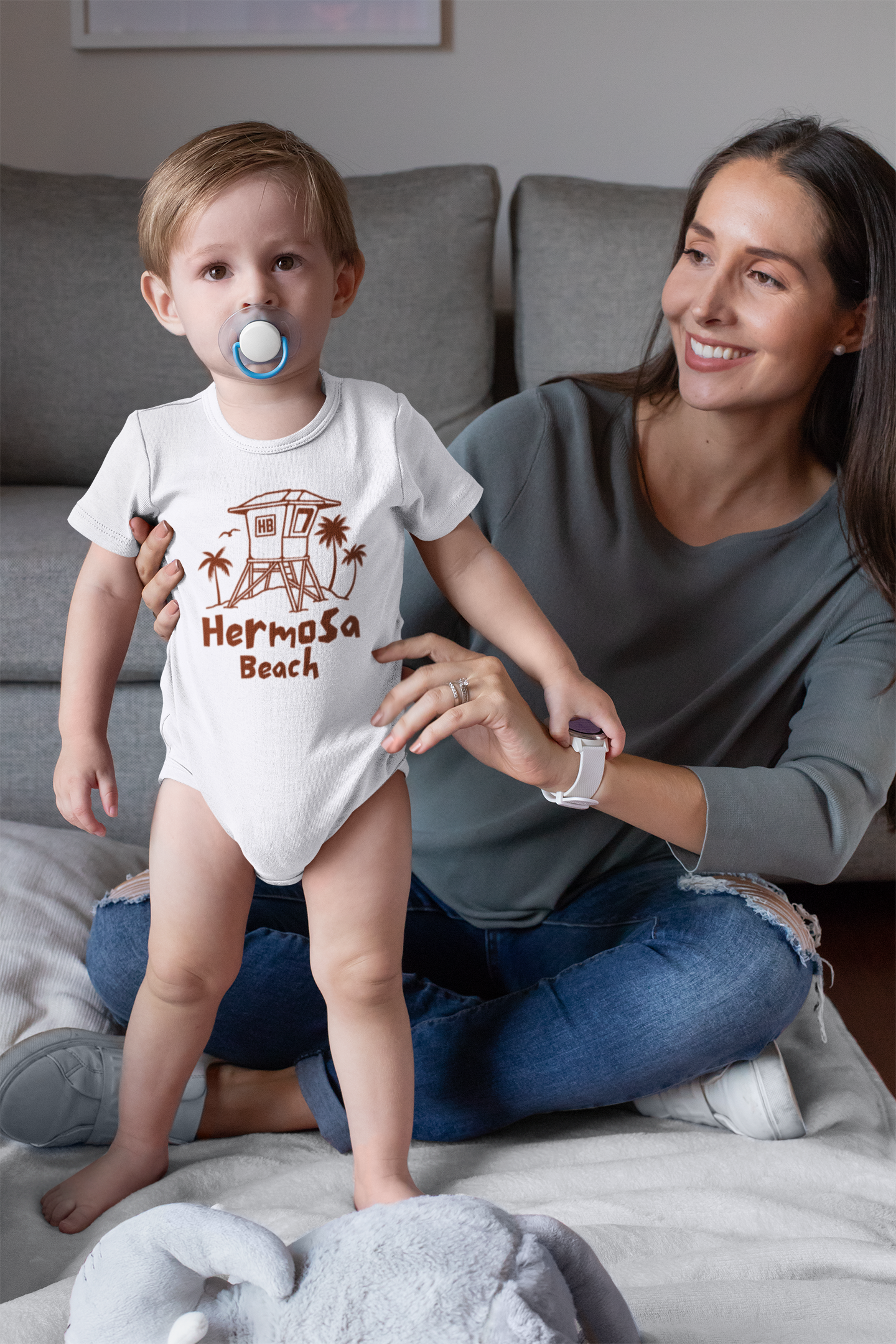 Hermosa Beach Lifeguard Baby Onesie Bodysuit