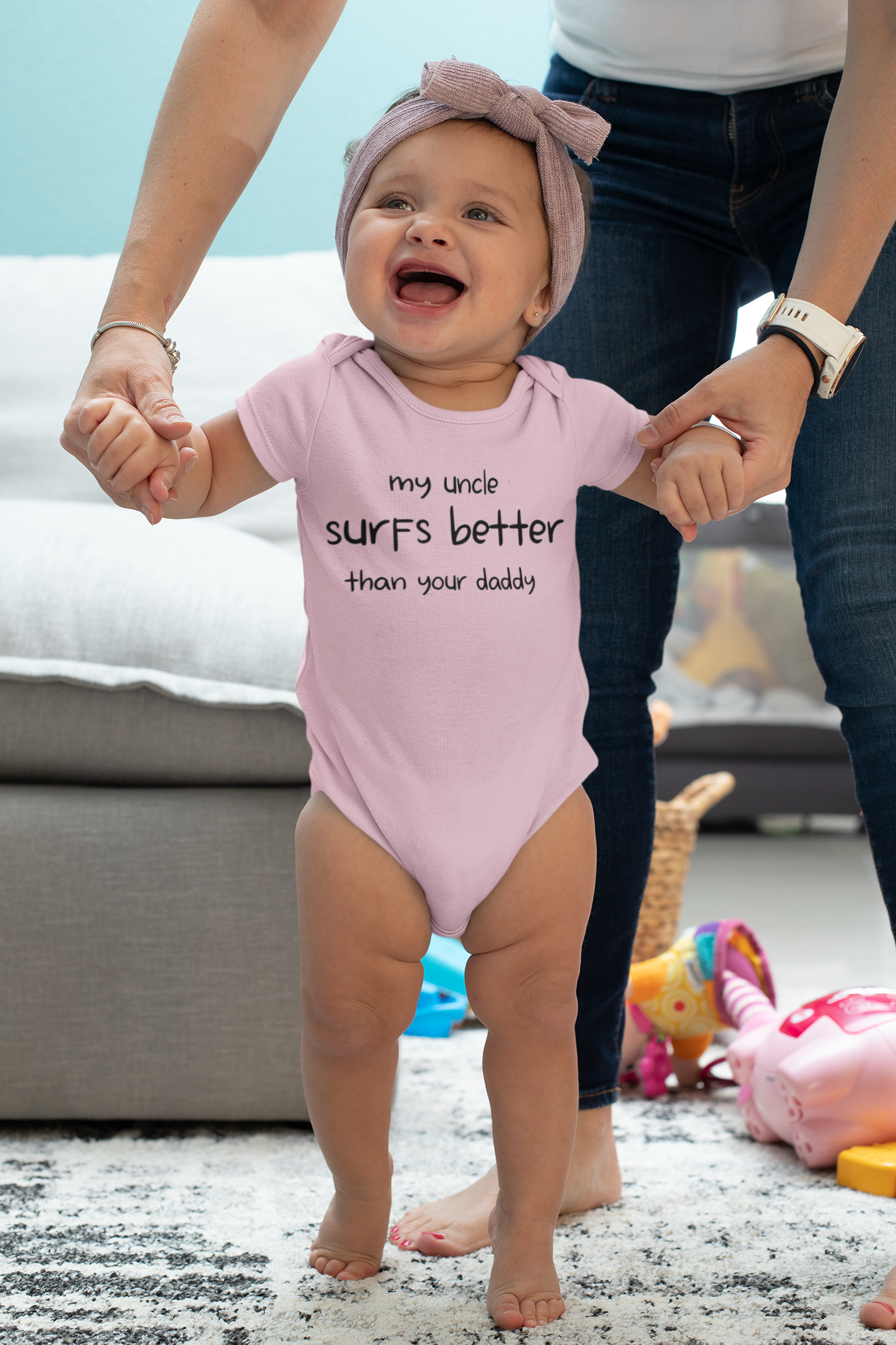 my uncle surfs better than your daddy Surfer Baby onesie bodysuit