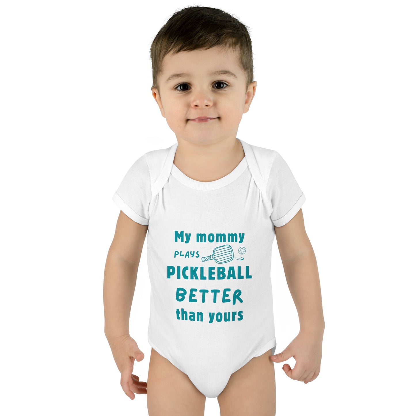 My mommy plays Pickleball better than yours baby onesie bodysuit