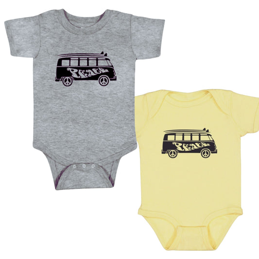 VW Peace Bus Surfer Baby Onesie