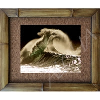 "Waimea Backwash" Color Photograph Waimea Bay North Shore, Oahu Hawaii Bamboo Framed Art Print