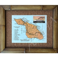 "Catalina Map" Circa 1920's Bamboo Framed Art Print