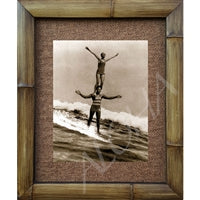 "Duke Kahanamoku Tandem Surfing" Classic Photograph Bamboo Framed Art Print