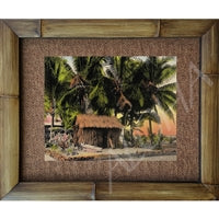 "Grass Shack" Vintage Hawaiian 1920s Photograph Bamboo Framed Art Print