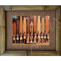"Duke Kahanamoku Line Up" Outrigger Canoe Club Vintage Bamboo Framed Art Print