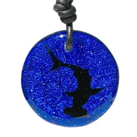 Round Hammerhead Shark Dichroic Glass Surfer Pendant Necklace by Zula Surfing