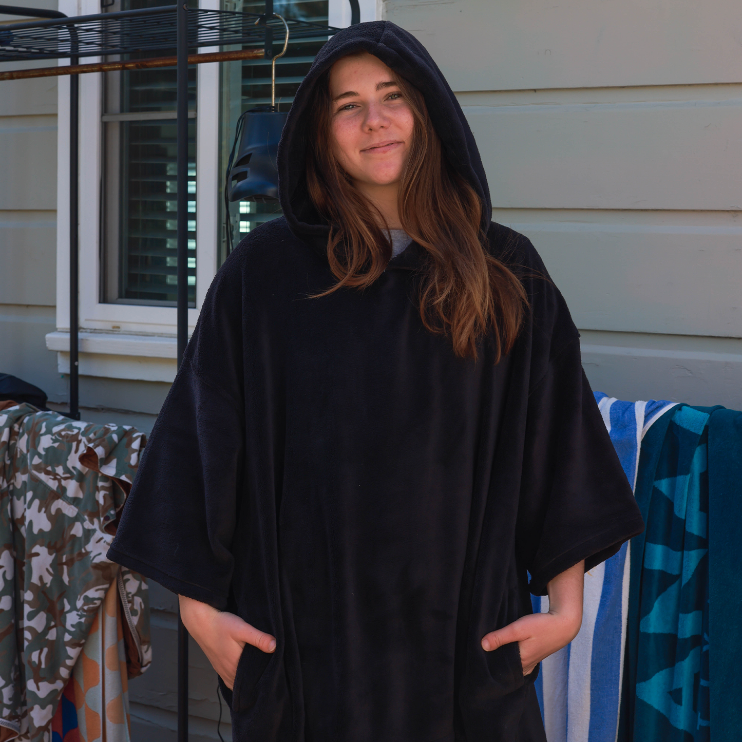 Hooded Poncho changing towel robe