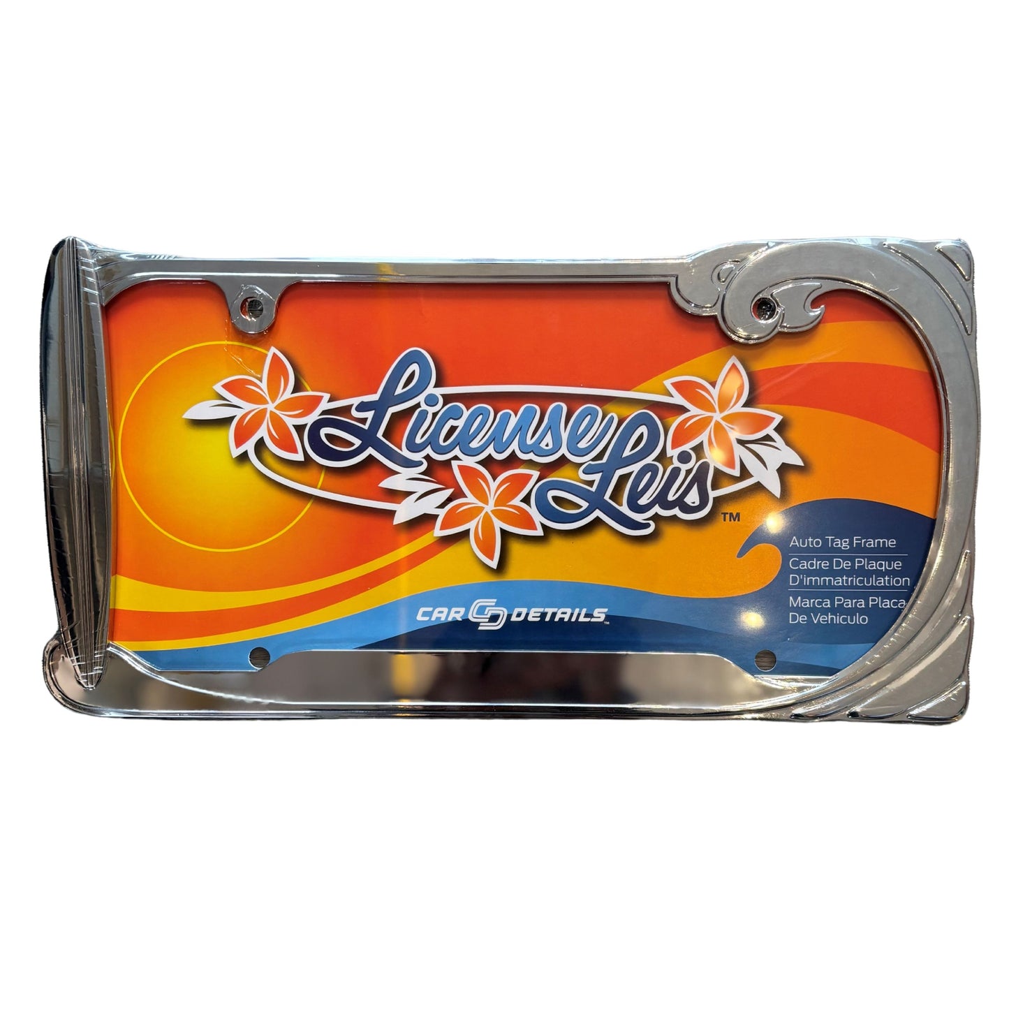 Chrome Wave and Surfboard License Plate Frame