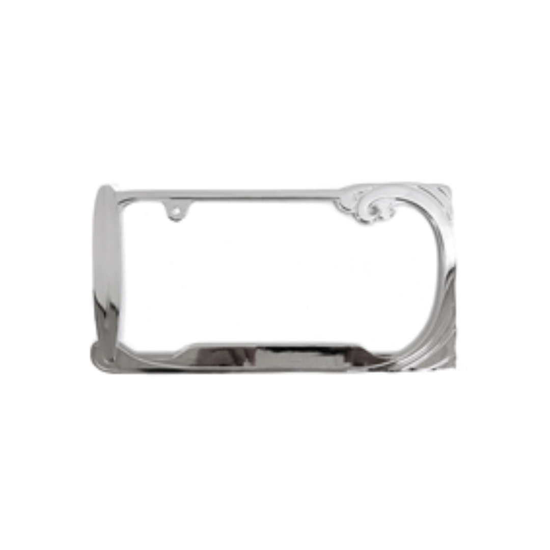 Chrome Wave and Surfboard License Plate Frame