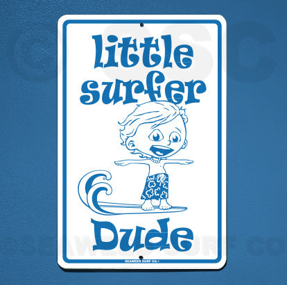 Little Surfer Dude Aluminum Metal Poster Sign 12x18