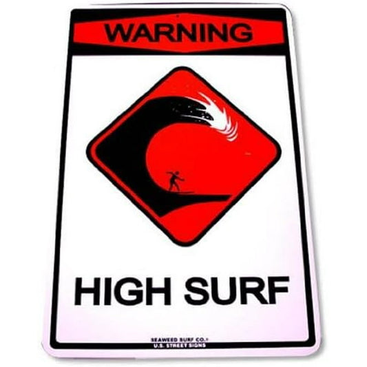 Warning High Surf Aluminum Metal Poster Sign 12x18