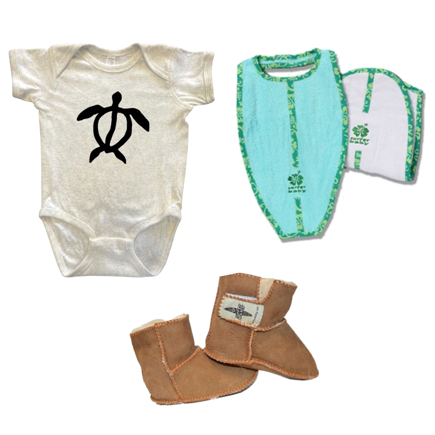 Honu Turtle Surfer Baby unisex infant gift set