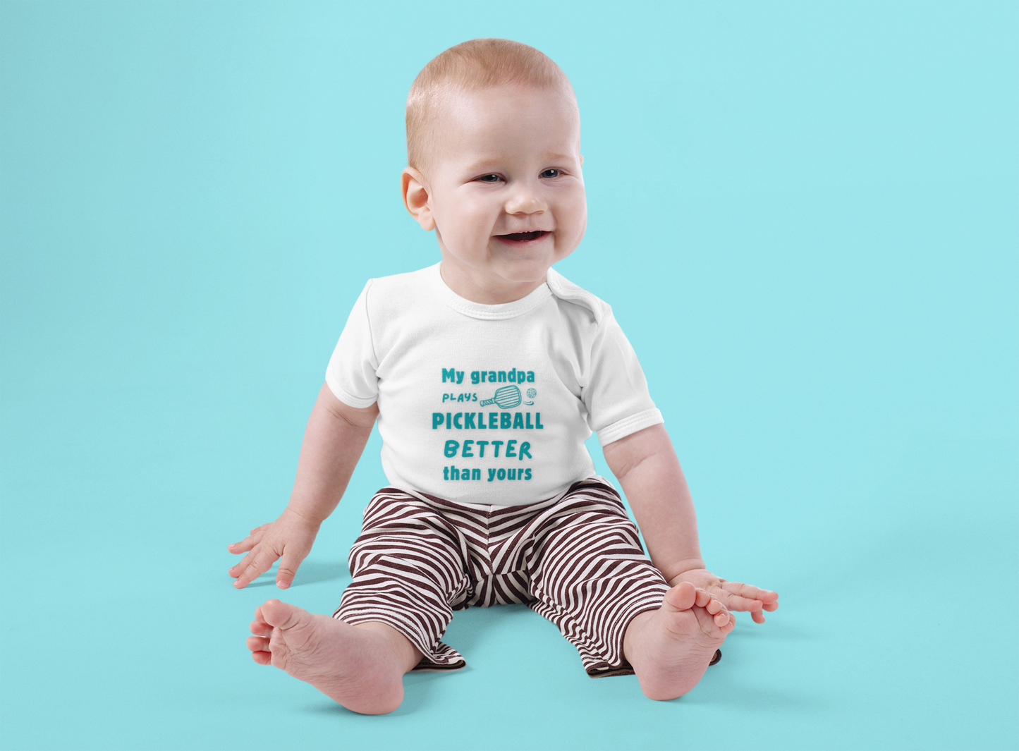 My grandpa plays Pickleball better than yours baby onesie bodysuit