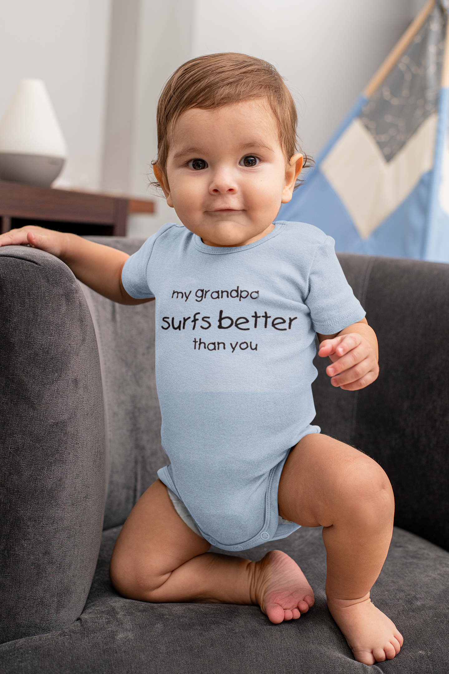 My Grandpa Still Surfs Better Than You baby surf onesie bodysuit