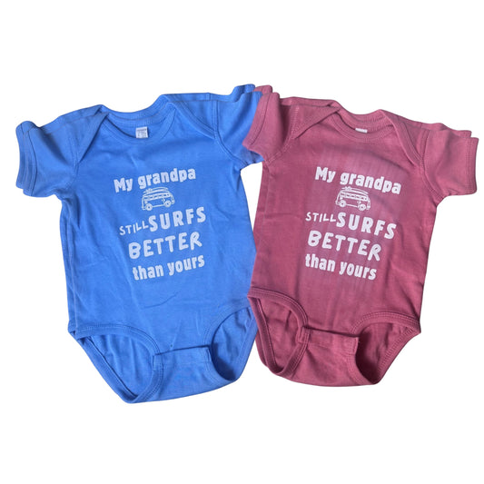 My grandpa Surfs Better than yours baby onesie bodysuit