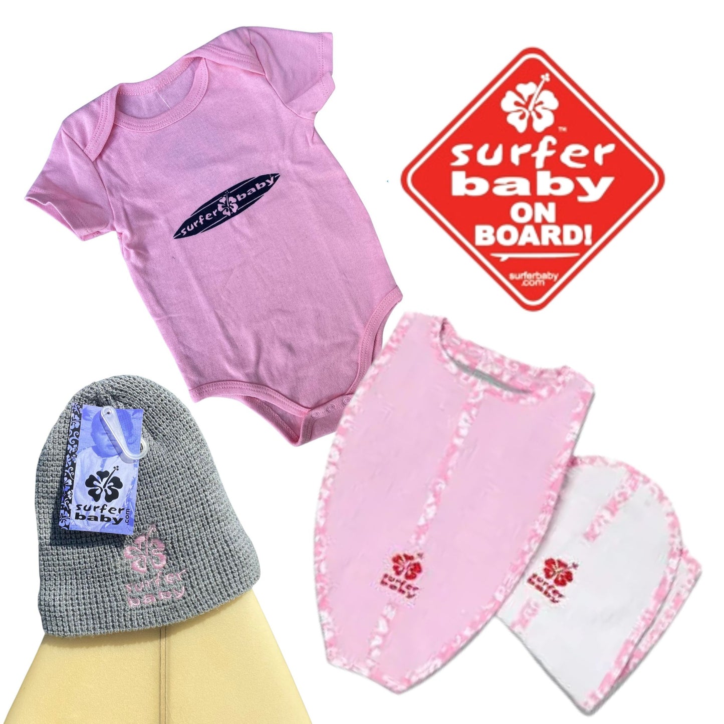 The New Kid in the Lineup Surfer Baby Infant Gift Set - Pink