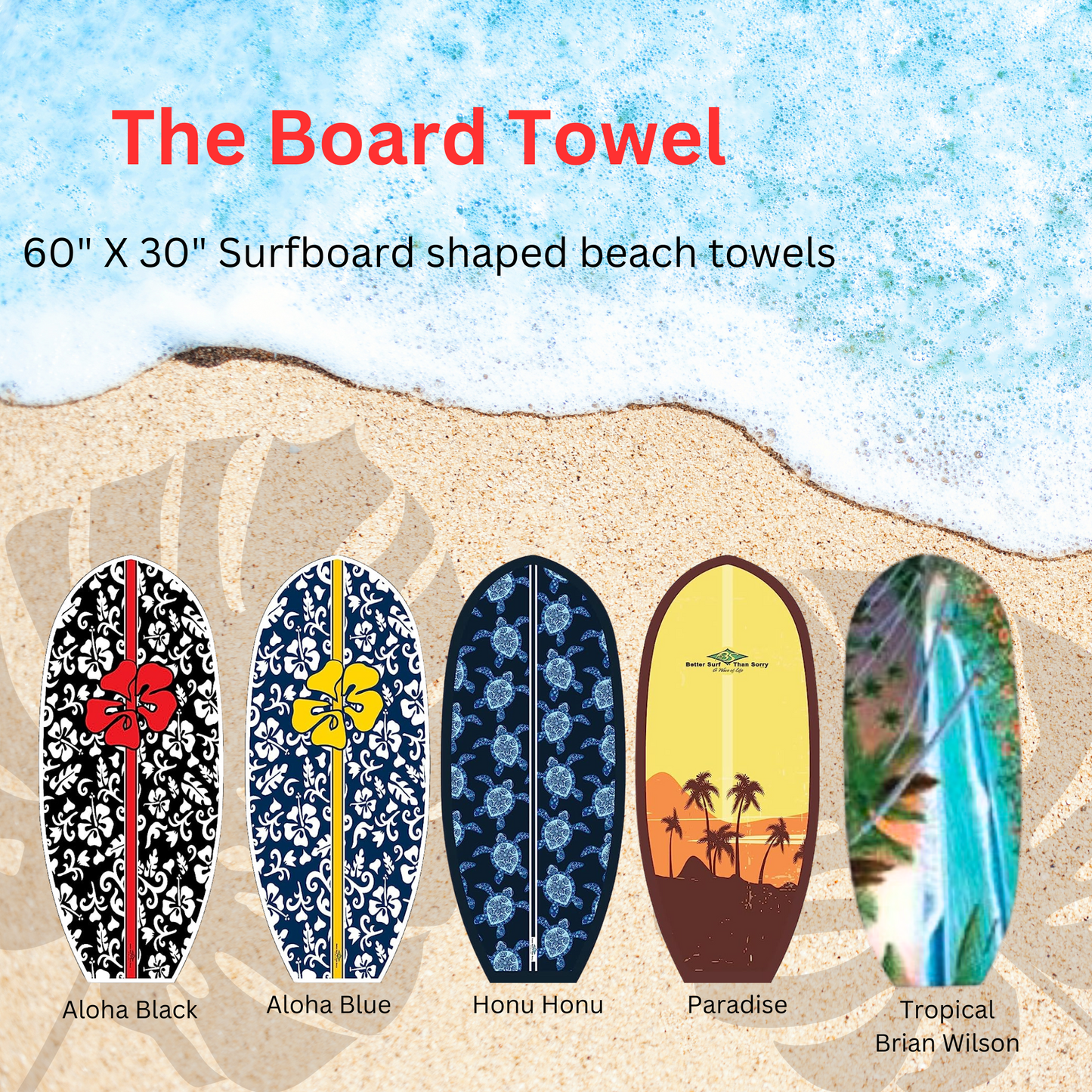 Surfboard Shaped Beach Towel