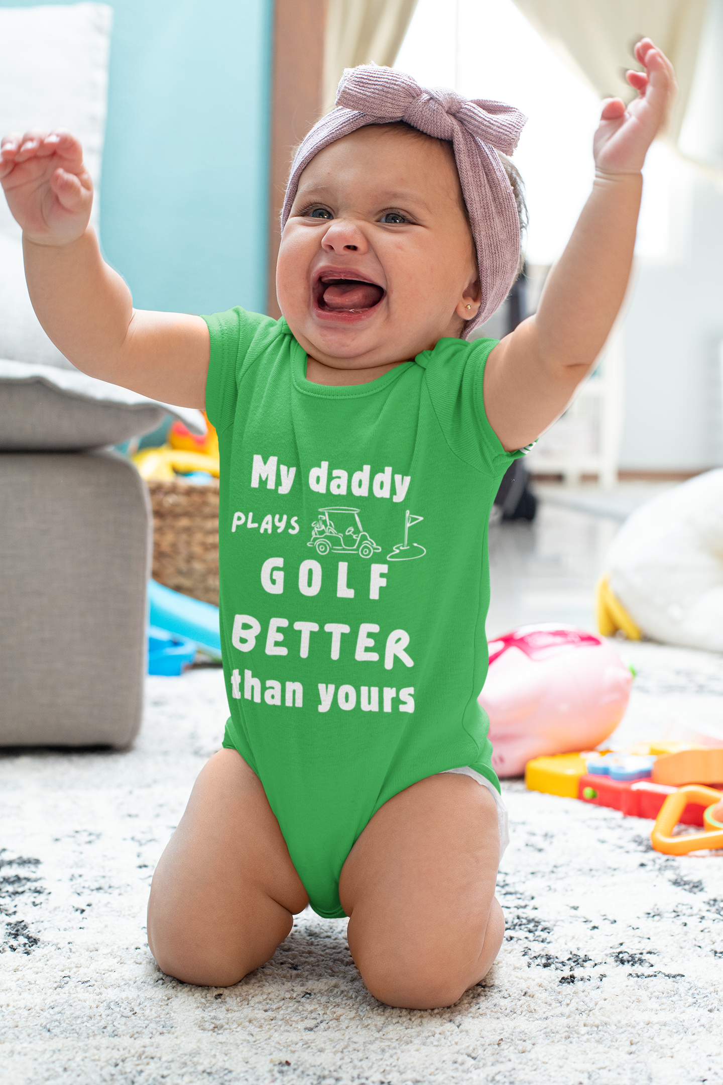 My daddy plays Golf better than yours baby onesie bodysuit