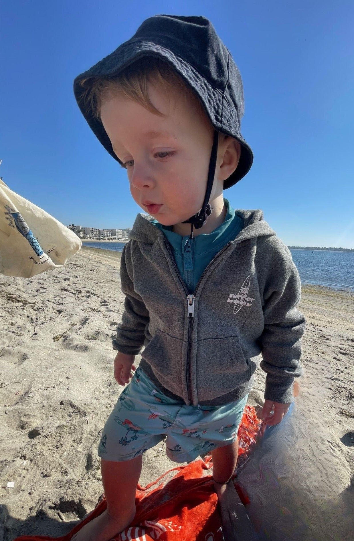 Surfer dude toddler full zip hooded fleece sweatshirt
