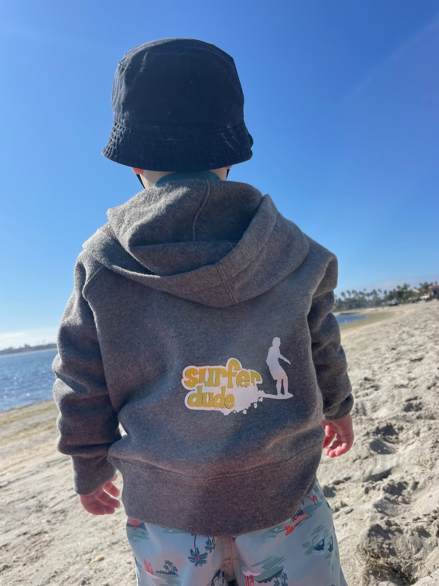 Surfer dude toddler full zip hooded fleece sweatshirt