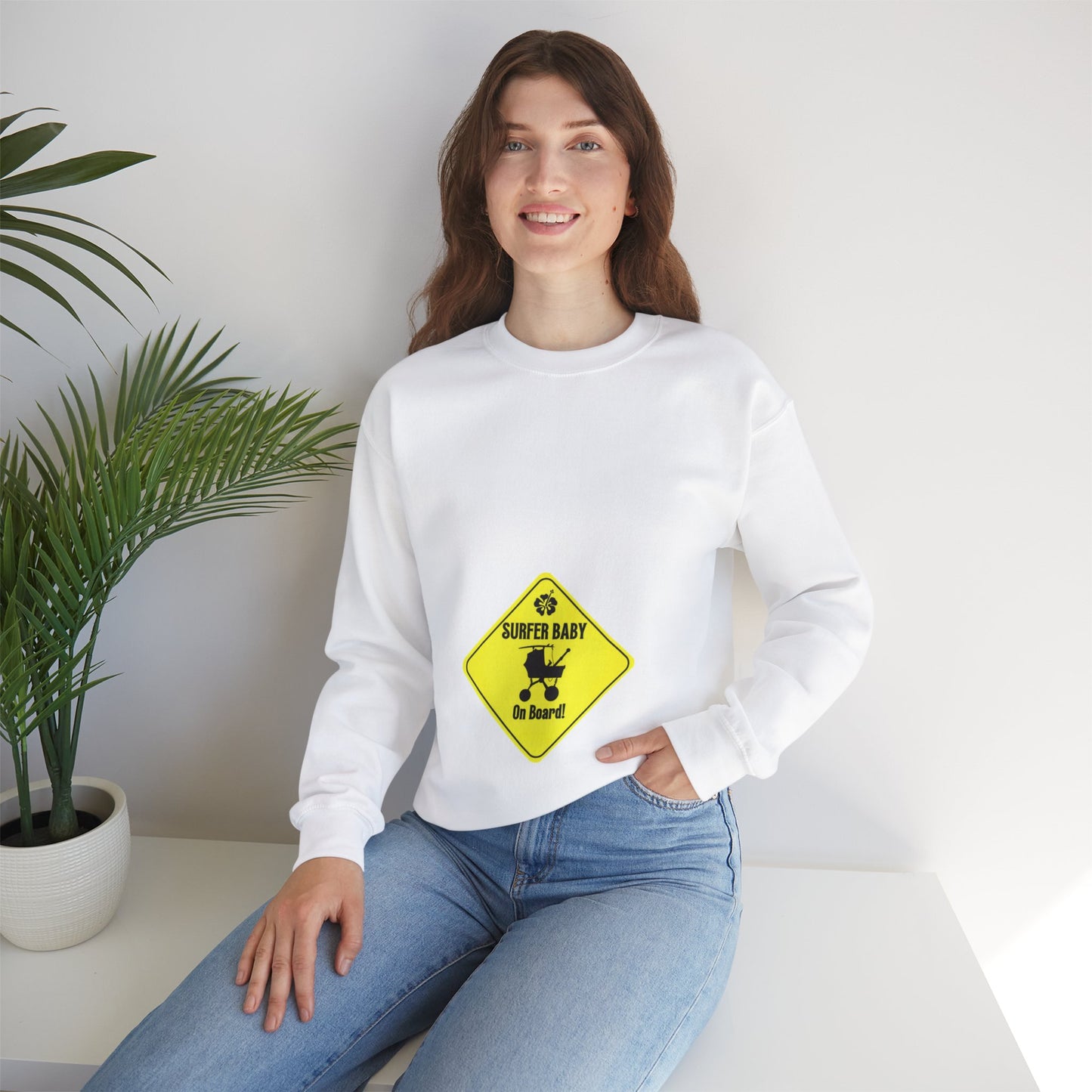 Surfer Baby on Board Crewneck Sweatshirt Maternity Clothes