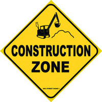 Construction Zone Aluminum Metal Poster Sign 12x12