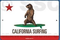 California Flag Bear Surfing Sign