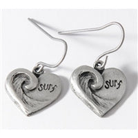 Big Heart Curl Womens Pewter Surf Earrings by Strickly Boarding