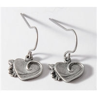 Hearts Womens Pewter Surf Earrings by Strickly Boarding