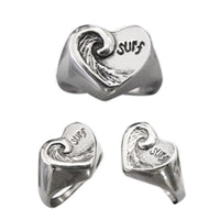 Heart Wave Womens Sterling Silver Surf Ring by Strickly Boarding