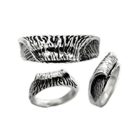 On Fire Mens Sterling Silver Surf Wave Ring by Strickly Boarding