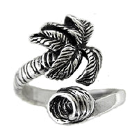 Palm Wave Adjustable Sterling Silver Surf Ring by Strickly Boarding