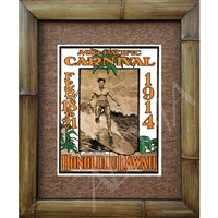 "Mid Pacific Carnival 1914" Vintage Antique Hawaiian Bamboo Framed Art Print