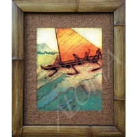 Matson Menu "Big Surf" Vintage John Kelly 1940s Bamboo Framed Art Print
