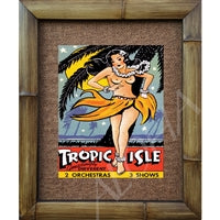 "Tropic Isle" Vintage Bar Brooklyn NYC 1940s Hula Bamboo Framed Art Print