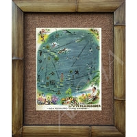 "Don the Beachcomber" Vintage 1950s Menu Cover Map Bamboo Framed Art Print
