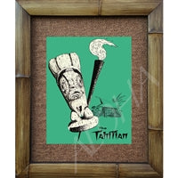 "The Tahitian" Vintage 1950 Menu Cover Bamboo Framed Art Print