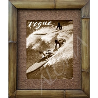 "Vogue Magazine Cover 1938" Tandem Surfing Sepia Photograph Bamboo Framed Art Print