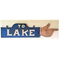 To Lake Hand Finger Pointing Wood Handmade Sign
