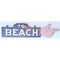 To Beach Hand Finger Pointing Wood Handmade Sign