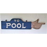 To Pool Hand Finger Pointing Wood Handmade Sign